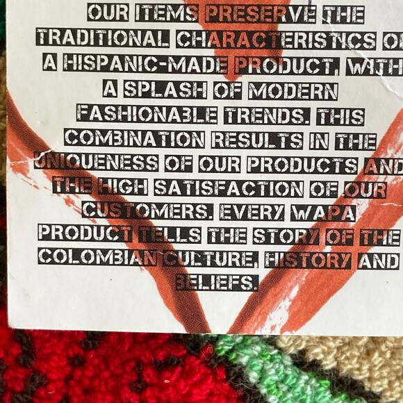 Wapa Handmade Looped Yarn Tapestry Bag Bright Floral Cacutus Bird Motif Tassels - Picture 7 of 8